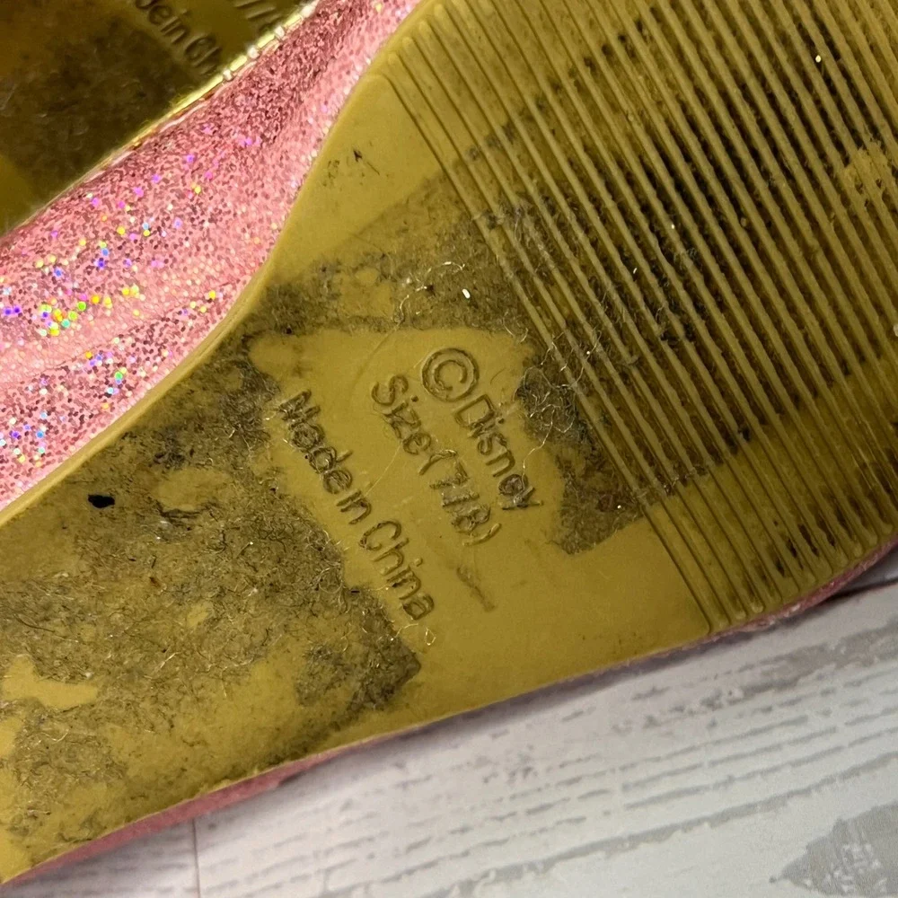 Disney Princess Aurora Sleeping Beauty Pink Glitter Dress Up Shoes Kids Size 7/8
